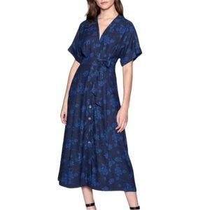 Equipment Navy Blue Floral Maxi Dress